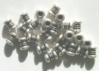 25 7x6mm Antique Silver Double Ring Barbell Metal Tube Beads